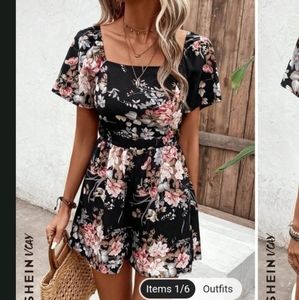 butterfly sleeve tie back romper
